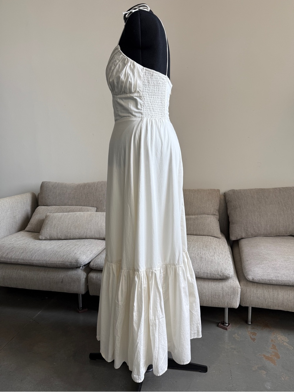 Abercrombie & Fitch White Smocked Maxi Dress